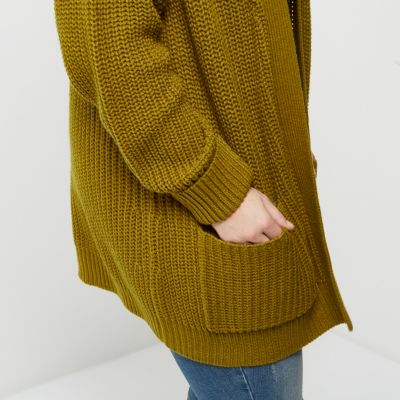 Plus green chunky knit cardigan